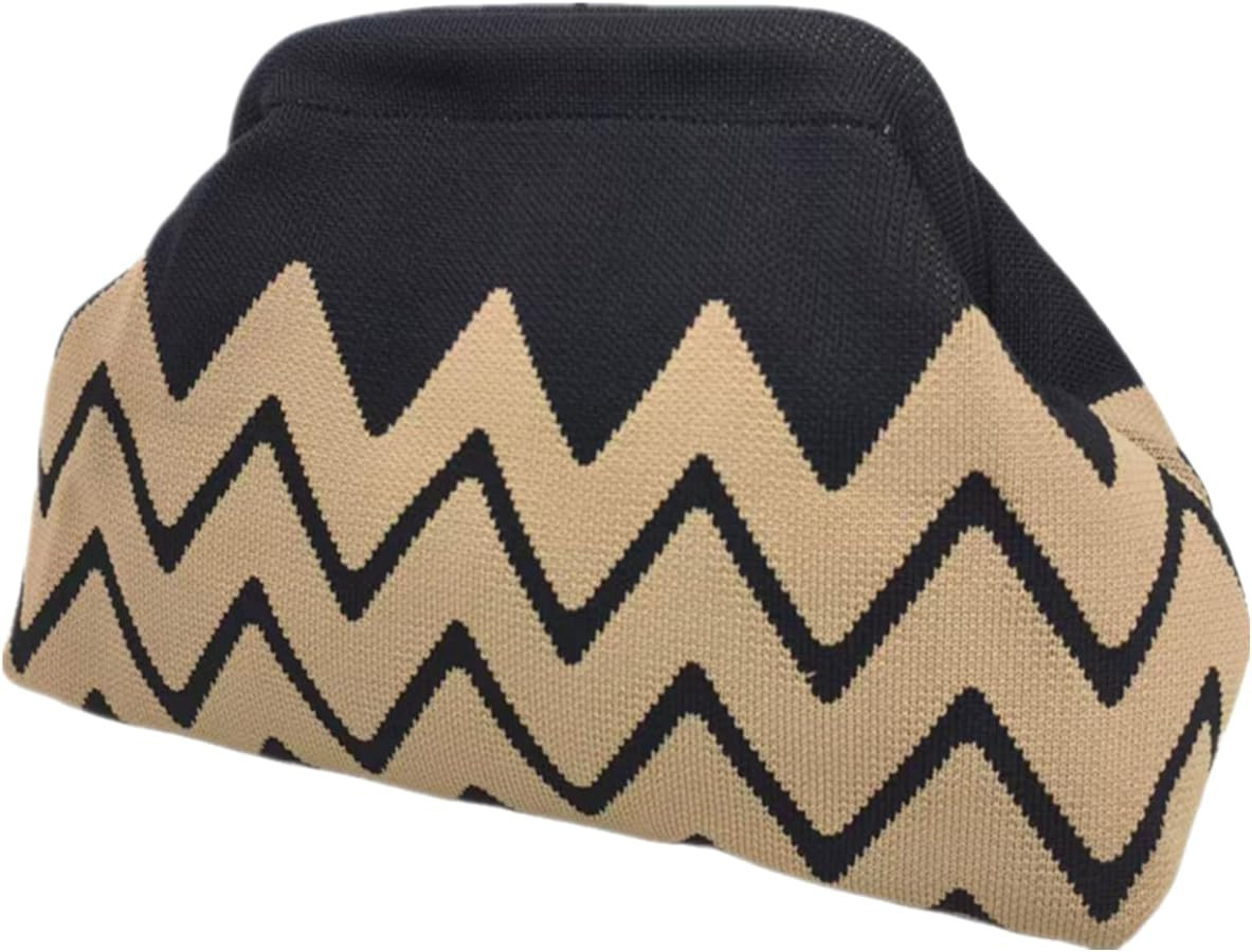 DIHKLCIO Clutch Purses for Women 2026 Summer Beach Woven Crochet Bag Dumpling Striped Ruched Clou... | Amazon (US)
