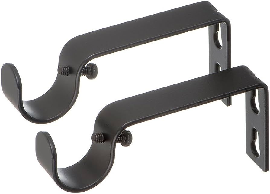 Ivilon Fixed Brackets for Curtain Rods - for 7/8 or 1 Inch Rods. Set of 2 - Antique Black | Amazon (US)