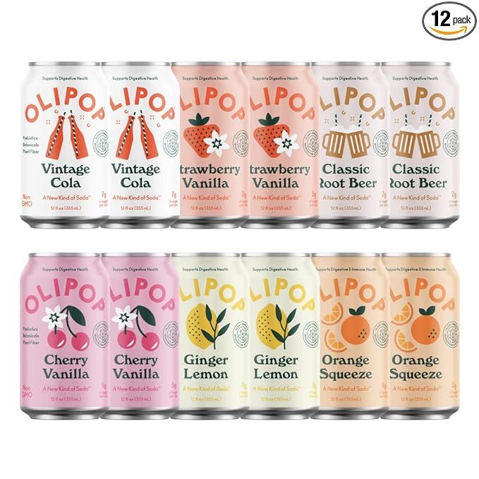 OLIPOP - The Sampler, 6-Flavor Soda Variety Pack, Healthy Soda, Prebiotic Soft Drinks, Supports D... | Amazon (US)