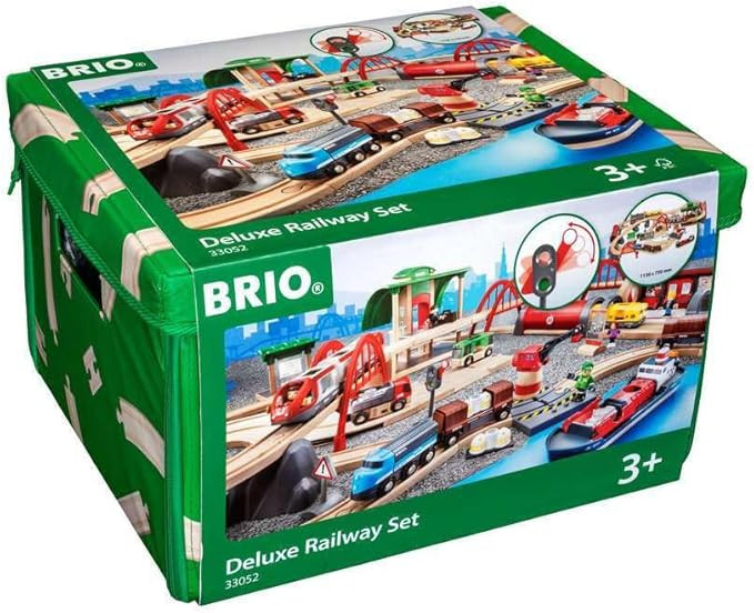 BRIO World Deluxe Railway Set - 87-Piece Wooden Train Set - Includes Passenger & Freight Trains, ... | Amazon (US)