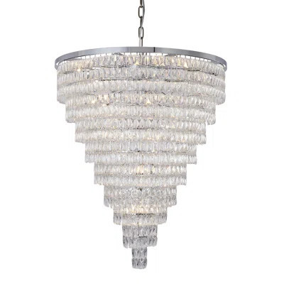 32-Light Chrome/Gold Chandelier With Clear Crystals | Wayfair North America