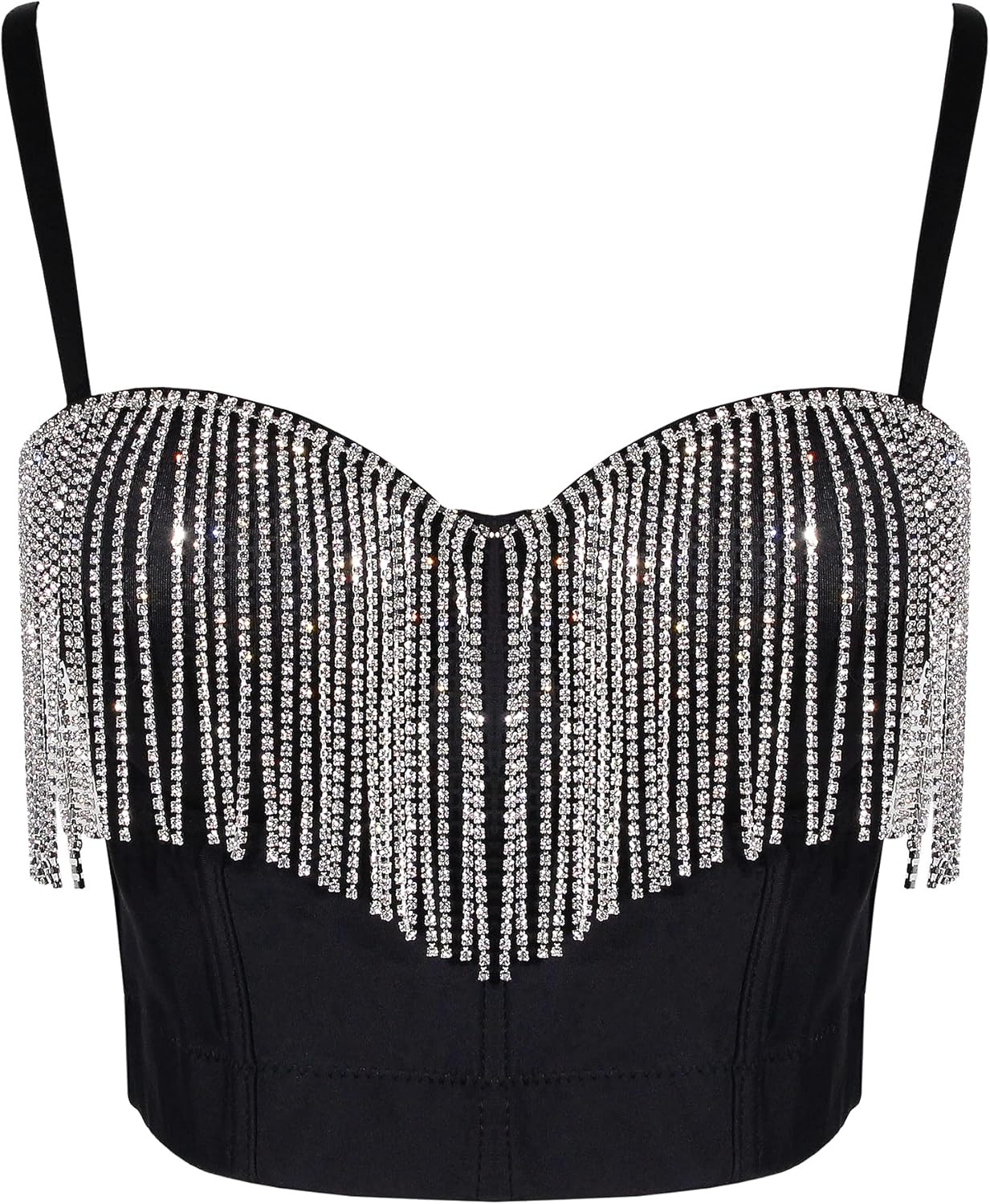 Erinaco Women's Rhinestone Diamond Tank Top Color Beaded Sling Tube Top Bustier Vest Crop Top Sex... | Amazon (US)
