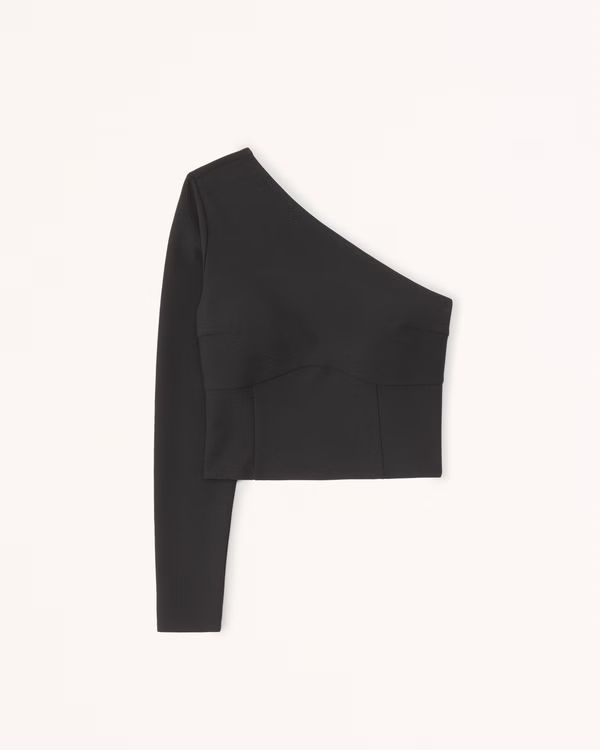 Women's Asymmetrical One-Shoulder Long-Sleeve Top | Women's Tops | Abercrombie.com | Abercrombie & Fitch (US)