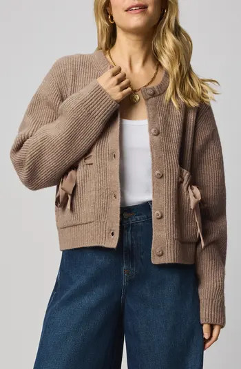 Stassi Satin Tie Cardigan | Nordstrom