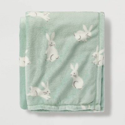 Bunny Easter Throw Blanket Mint/Cream - Spritz™ | Target