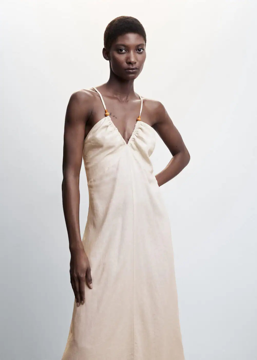 Leinenkleid mit überkreuztem rücken -  Damen | Mango Deutschland | MANGO (DE)
