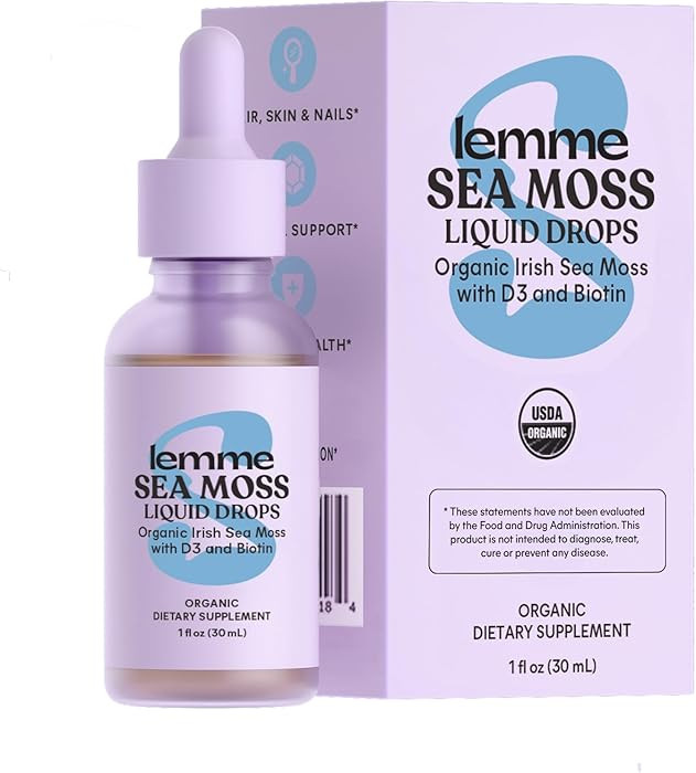 Lemme Irish Sea Moss Organic Liquid Drops with Vitamin D3 and Biotin for Trace Mineral Support, I... | Amazon (US)