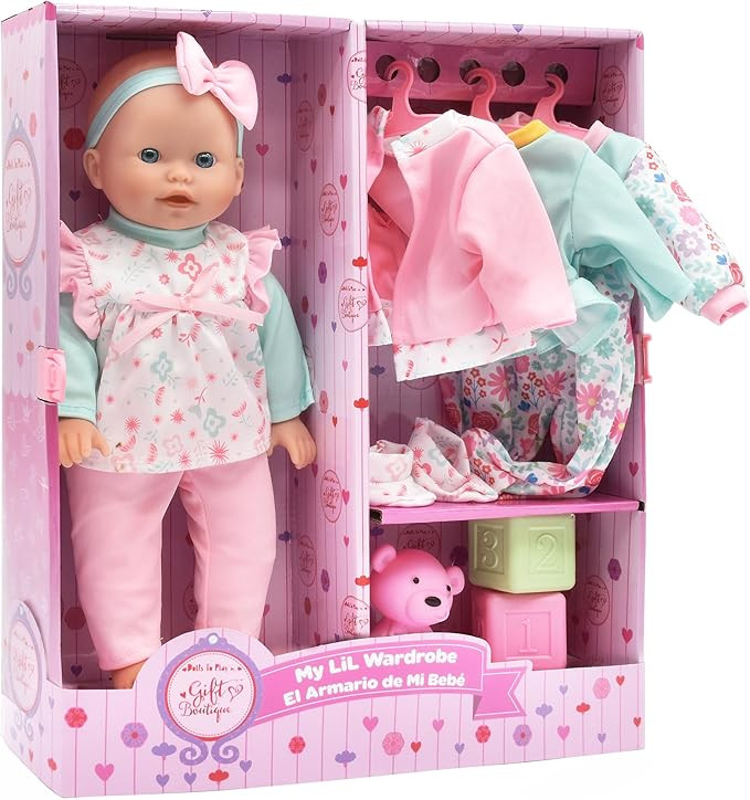 Baby Doll 14 Inch Soft Body with Clothes & Accessories Set 4 Sets of Outfits with Hangers Teddy &... | Amazon (US)
