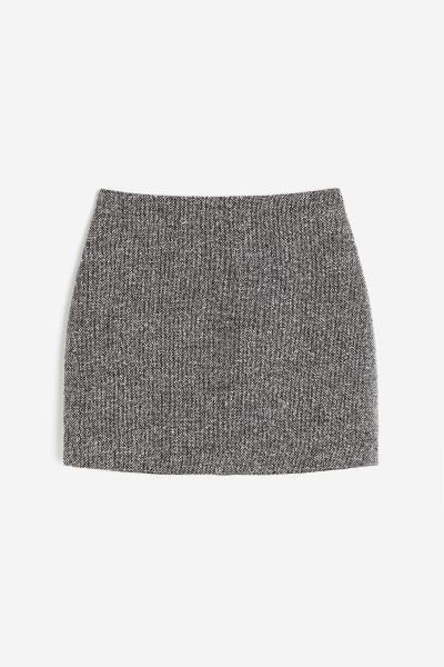 Textured mini skirt - Grey/Salt and pepper - Ladies | H&M GB | H&M (UK, MY, IN, SG, PH, TW, HK)
