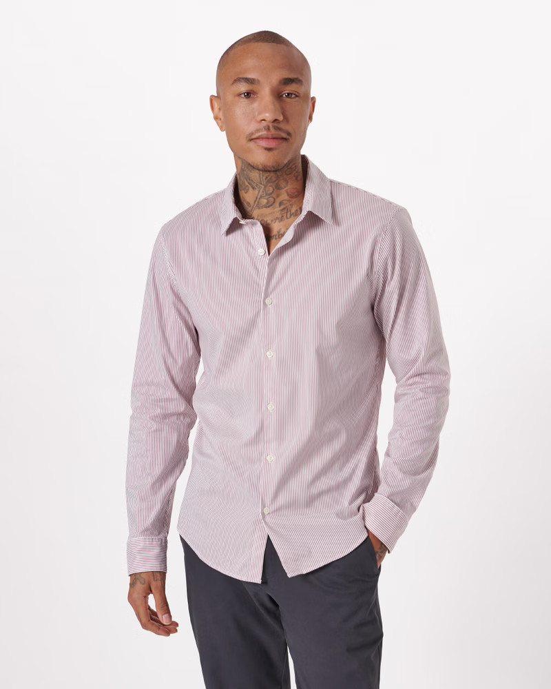 Men's Traveler Long-Sleeve Performance Button-Up Shirt | Men's New Arrivals | Abercrombie.com | Abercrombie & Fitch (US)
