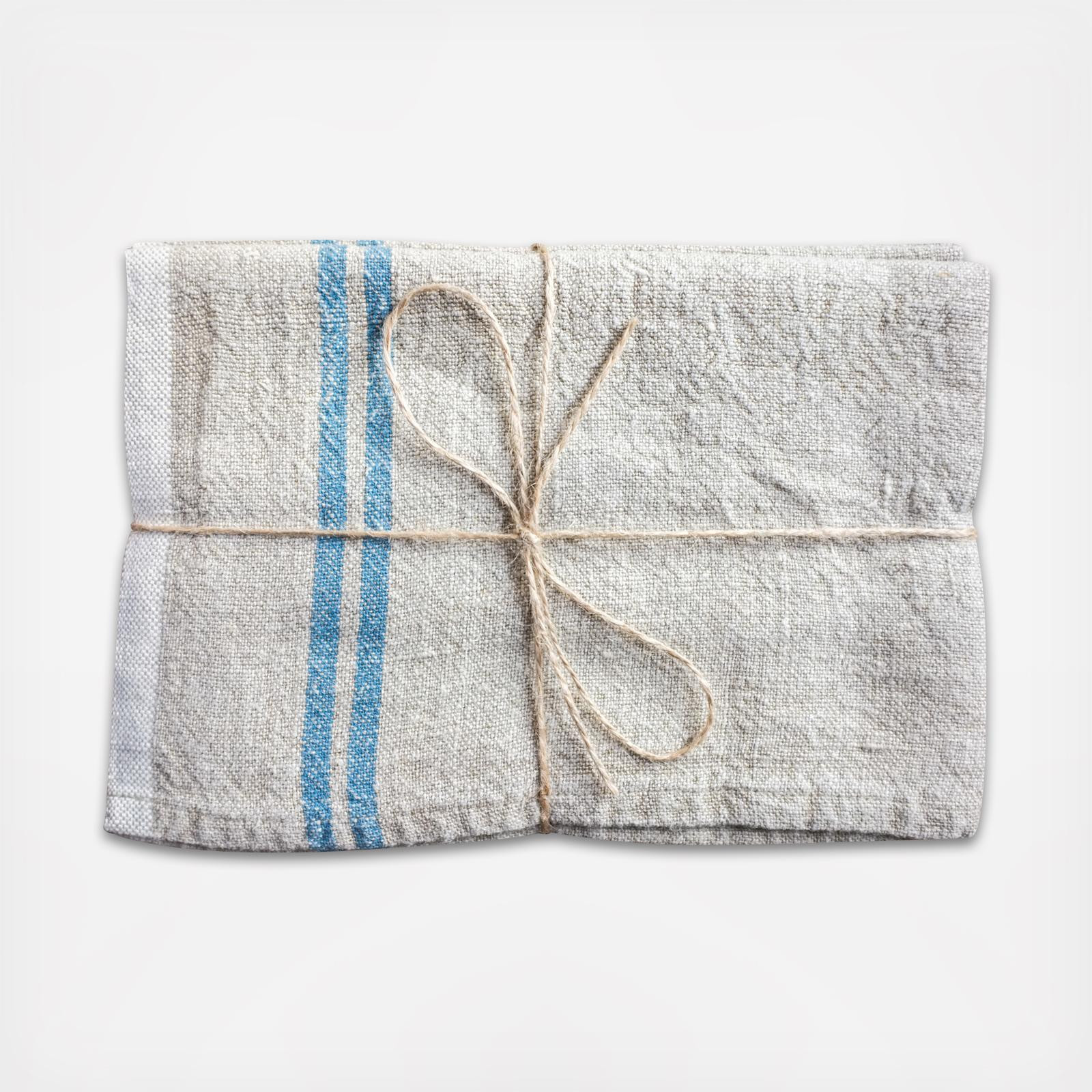 Caravan Linen Tea Towel, Set of 2 - Natural/blue | Zola