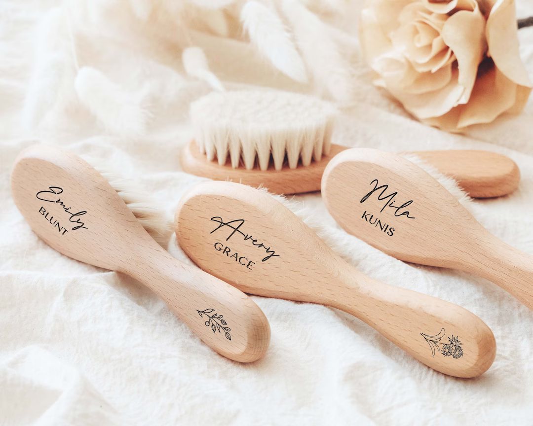 Personalized Baby Hair Brush Set Shower Gift Engraved Baby Brush Newborn Keepsake New Mom Christm... | Etsy (US)
