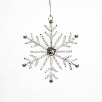NAYSAYE Party Decoration and Accessories Snowflake Beaded Ornament for Holiday Home Decor, White, 5"*0.25"*5" | Target