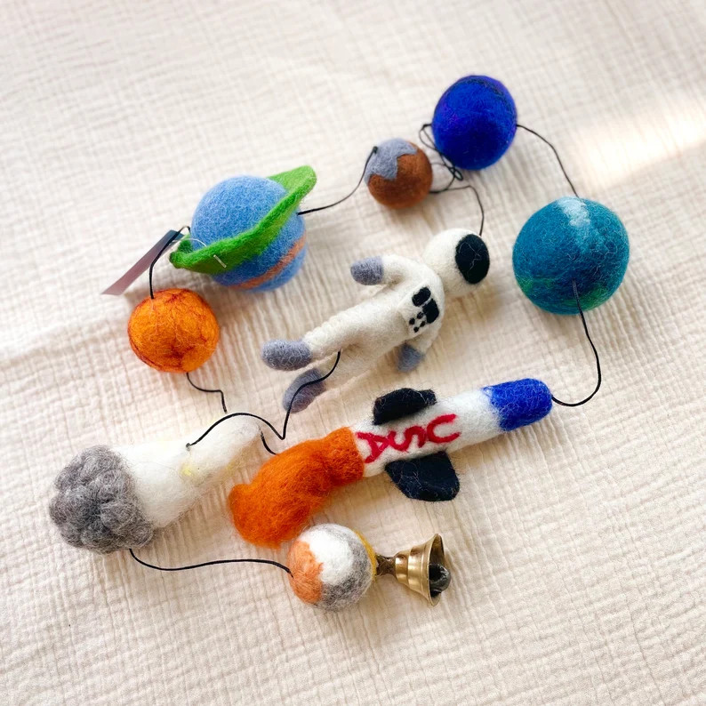 Space Wool Felt Garland Astronaut Felt Garland Solar System Garland Space Decor Space Theme Fairt... | Etsy (US)