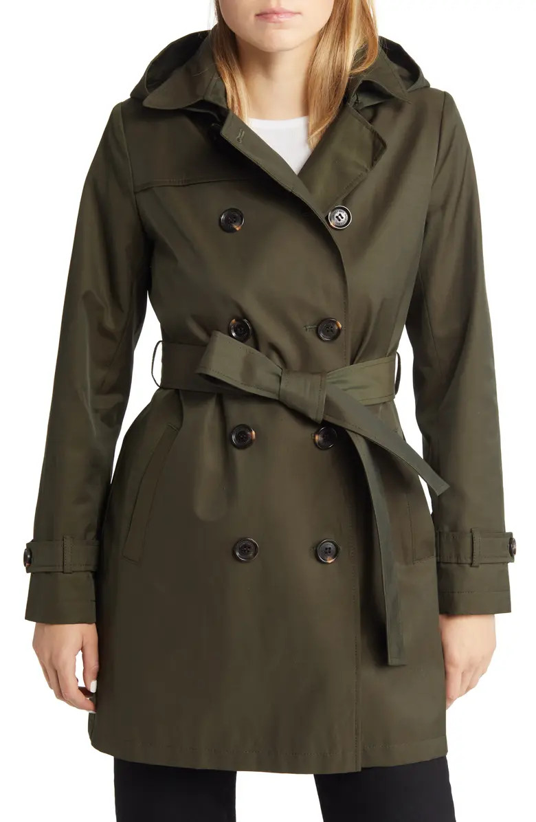Sam Edelman Water Repellent Hooded Cotton Blend Trench Coat | Nordstrom | Nordstrom