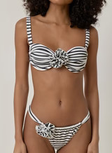 Black And White Stripe Rosette Underwire Bikini Top- Monaco | 4th & Reckless