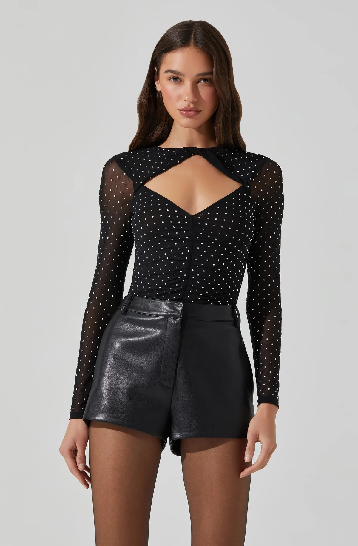 Ancira Rhinestone Mesh Bodysuit | ASTR The Label (US)