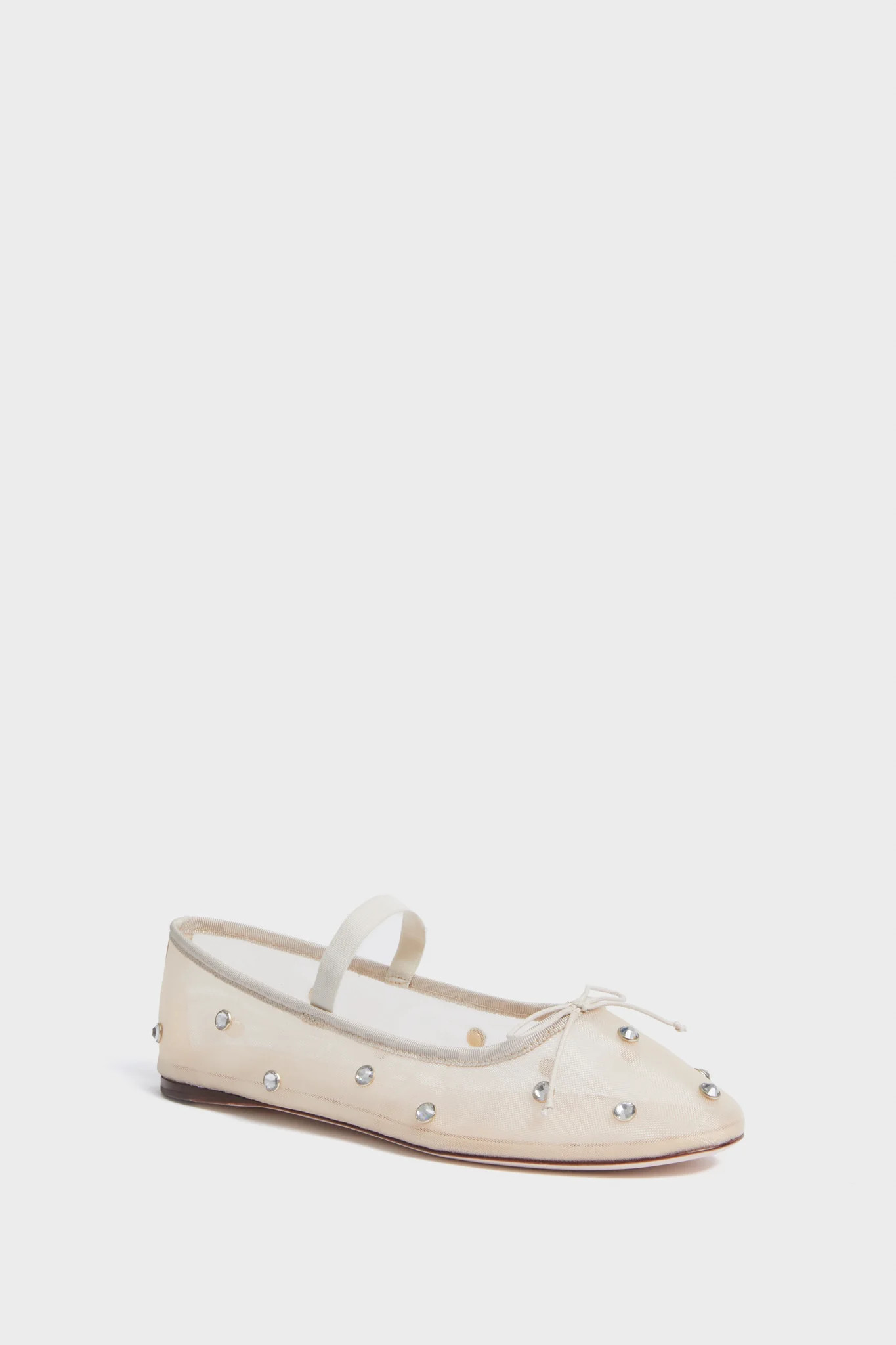 Cream Mesh with Clear Rhinestones Leonie Flats | Tuckernuck (US)
