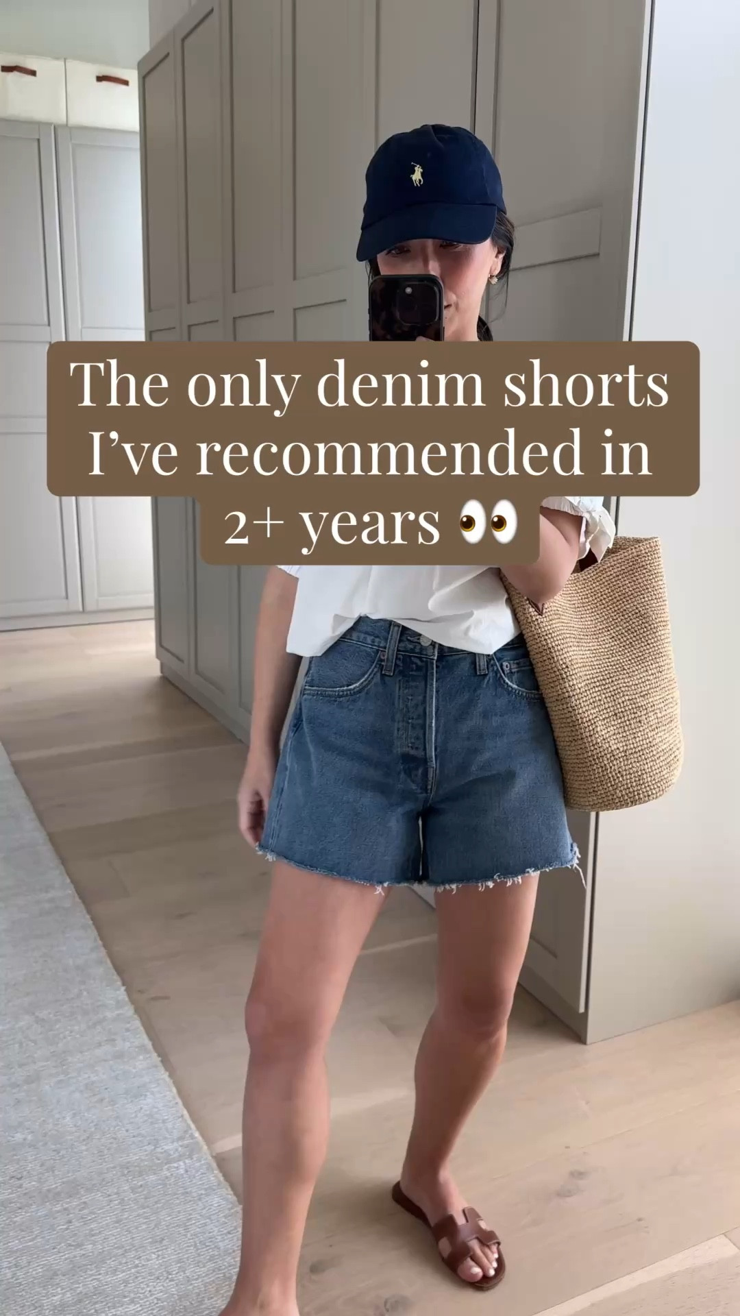 Truly, my holy grail denim shorts. Have these in a couple washes. Inseam is 4.5” which isn’t too long and not short. 

Zara top small
Agolde Parker shorts 25
Hermes Oran sandals 35
J.crew bag
Polo hat
Electric Picks earrings
Electric Picks necklace 

Spring outfits 2026, petite style, summer outfits 

#LTKootd #LTKPetite #LTKmomlife