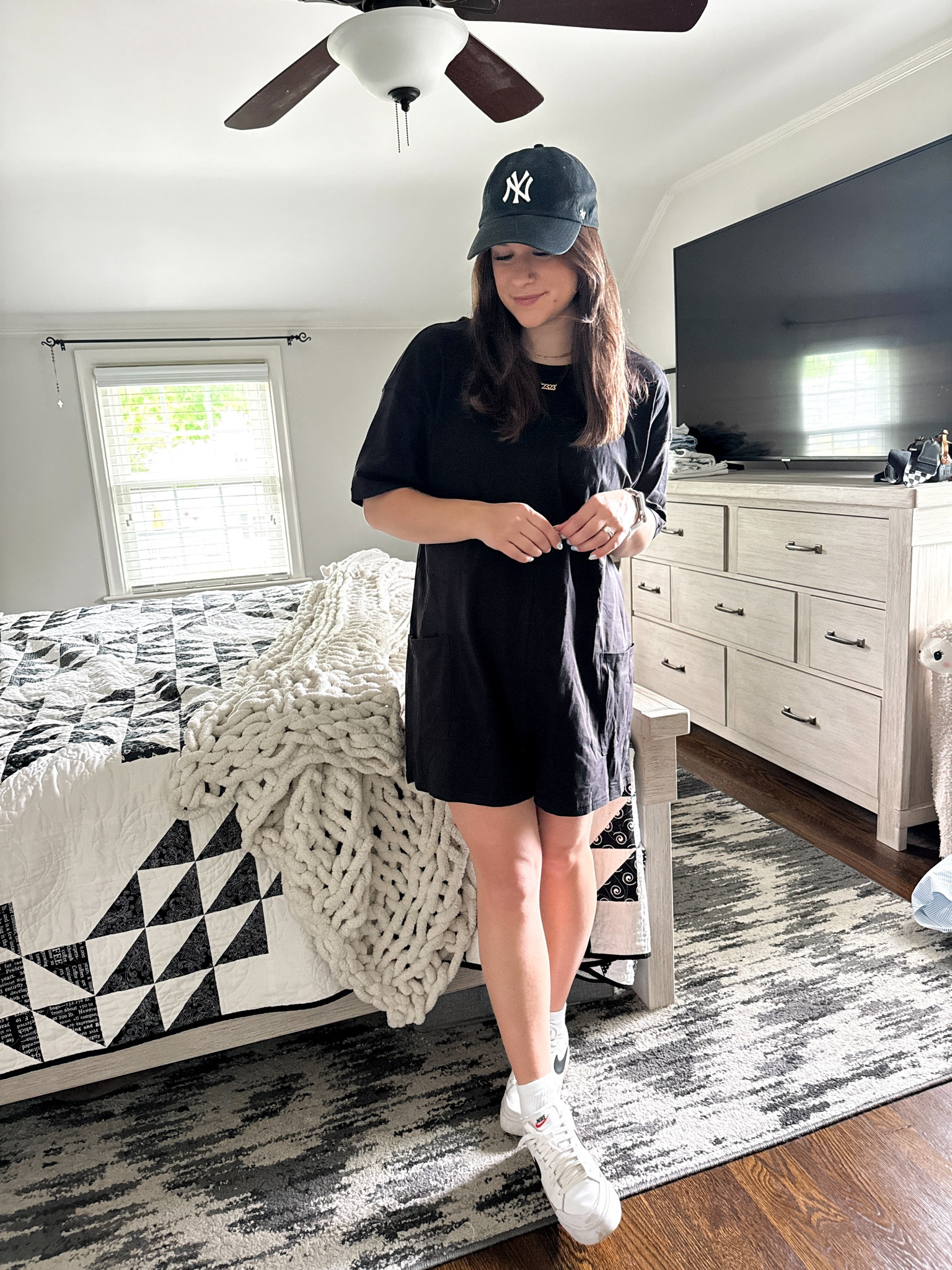 T-shirt romper Amazon find! Such a great free people dupe! 

I’m 19 weeks pregnant and wearing a medium, I usually wear small but wanted this to be slightly oversized and fit the bump! 

#LTKFindsUnder100 #LTKBump #LTKStyleTip