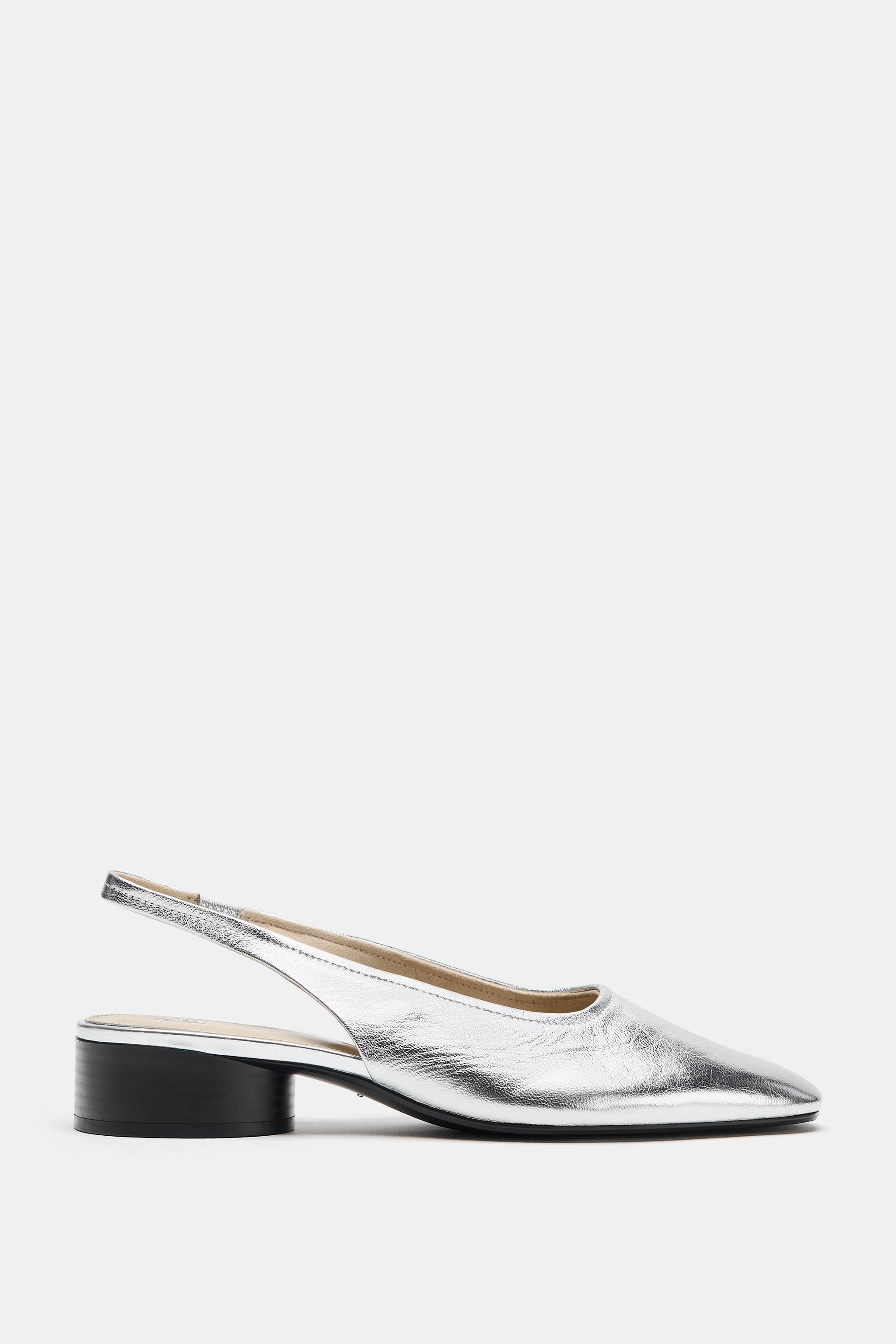 METALLIC LEATHER SLINGBACKS | Zara US