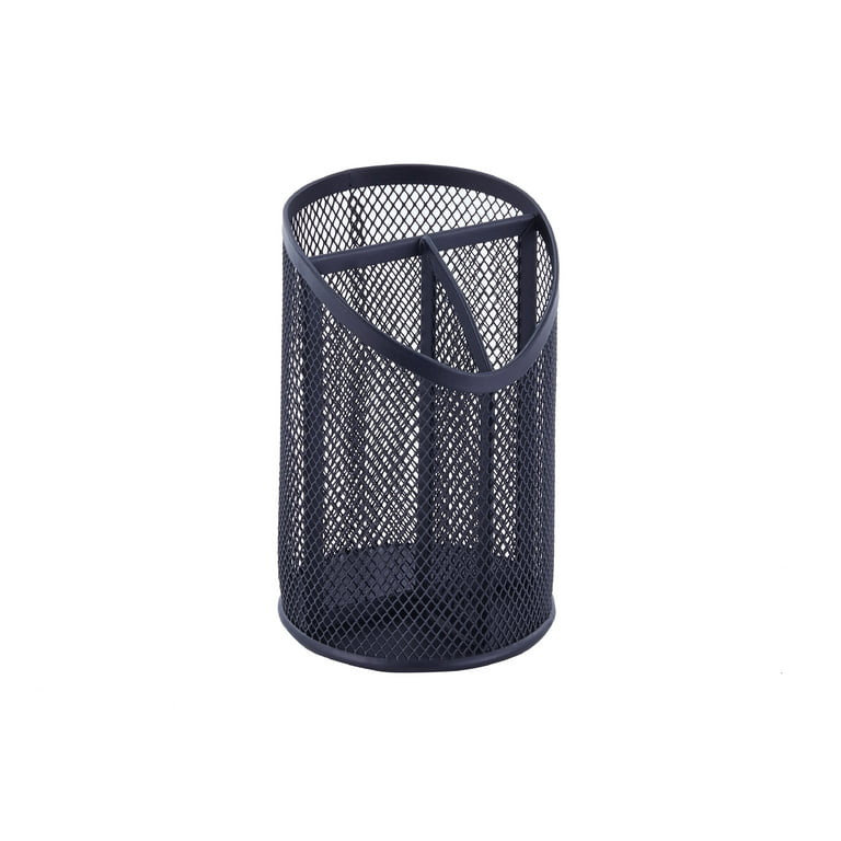 Pen+Gear, Pencil Holder, Metal Inclined Mesh Pen Cup, Black, 3 Compartments | Walmart (US)