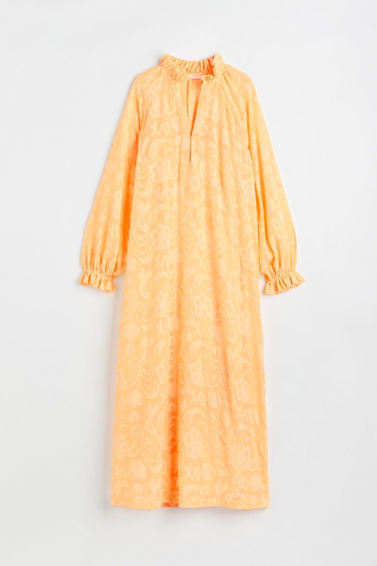 H & M - Balloon-sleeved Dress - Orange | H&M (US)