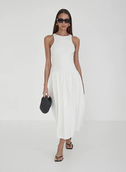 Cream Jersey Drop Waist Dress- Shannon | 4th & Reckless
