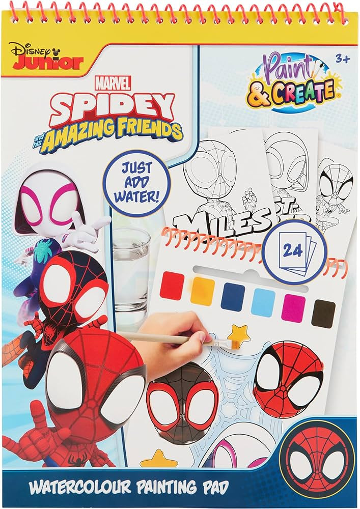 Disney Junior Spidey and Friends - Water Colouring Book with Brush - 24 Paint with Water Pages - ... | Amazon (CA)