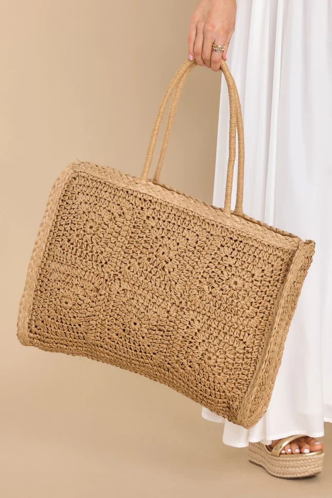 The Greatest Destination Tan Rattan Bag | Red Dress 