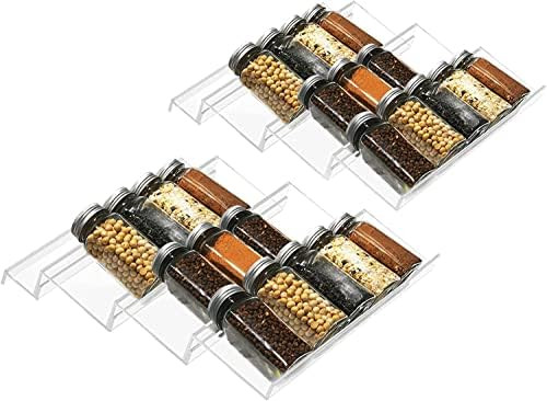 2 Pack Acrylic Spice Rack Tray, Clear Spice Drawer Organizer Insert Expandable Adjustable for Kit... | Amazon (US)