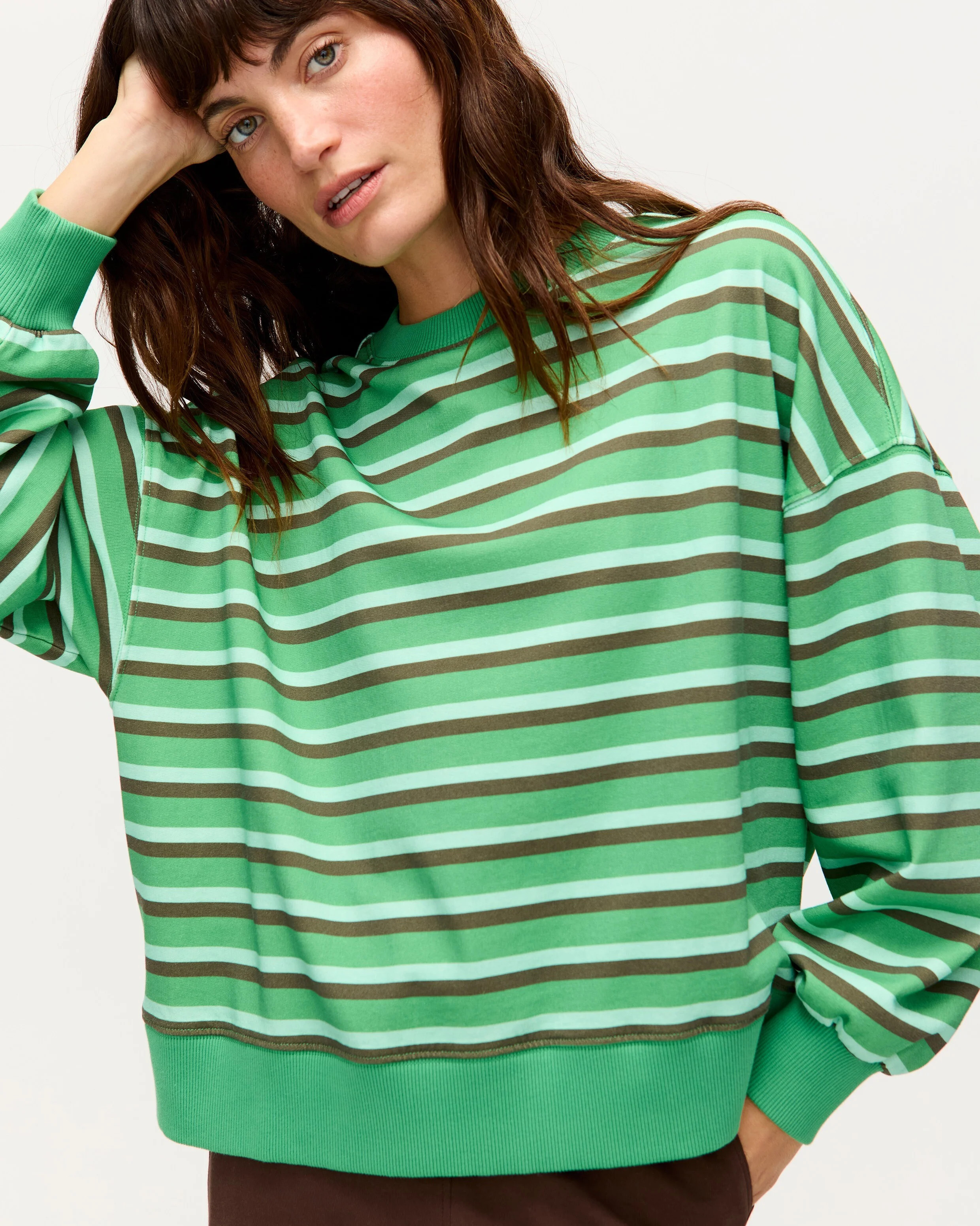 Green Striped Sweatshirt, size 18 | Oliver Bonas (Global)