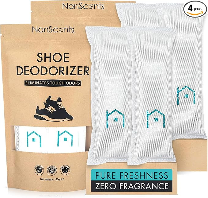 NonScents Shoe Deodorizer 2-Pack (4 Count) - Odor Eliminator, Air Freshener, Smell Absorber, Scen... | Amazon (US)