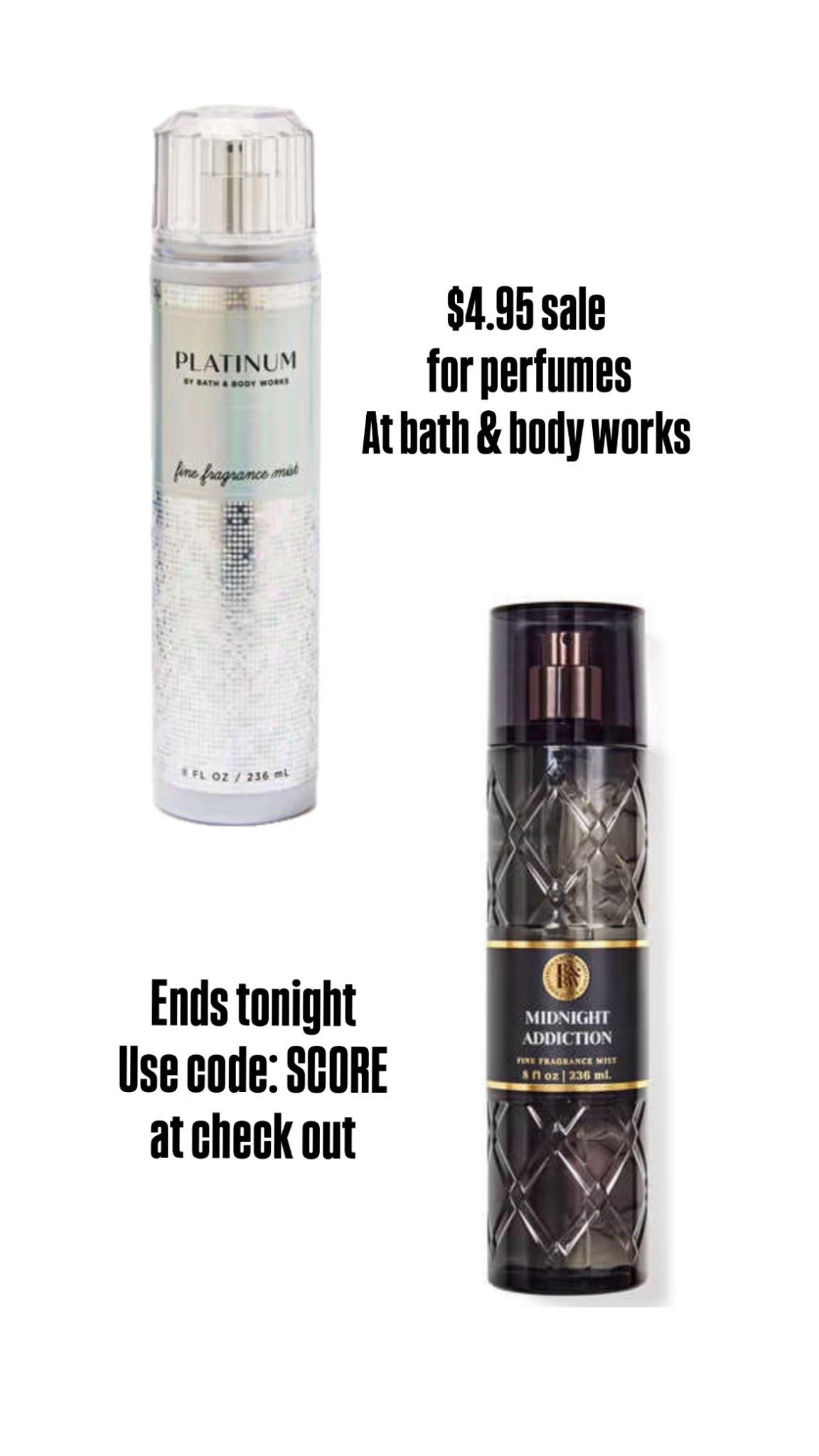 Bath & body works sale!
4.95 for perfumes use code: SCORE at check out


#LTKGiftGuide #LTKHoliday #LTKSaleAlert