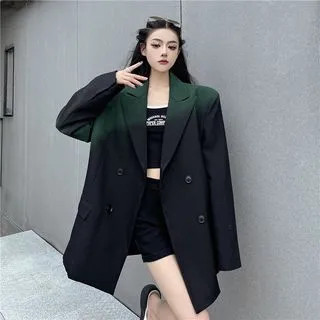 Long-Sleeve Gradient Double Breasted Oversized Blazer | YesStyle Global
