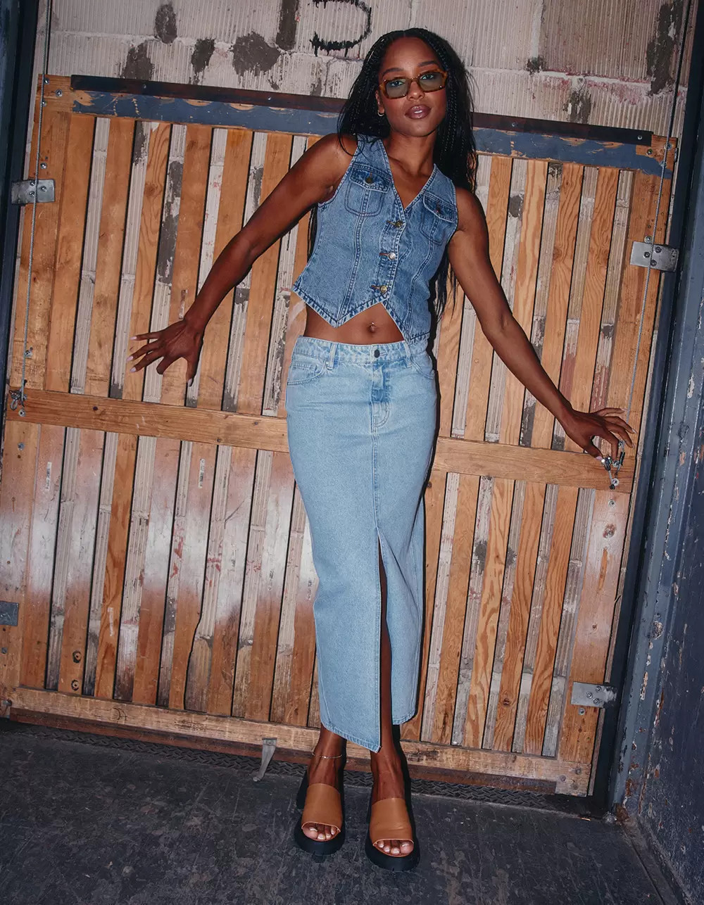 WEST OF MELROSE Womens Denim Maxi Skirt | Tillys