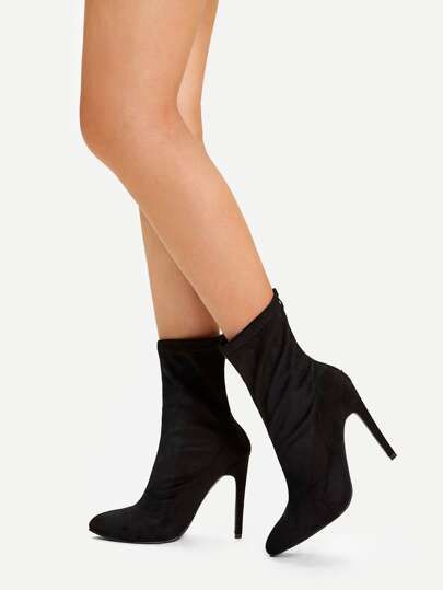 Back Zipper Stiletto Heeled Boots | SHEIN