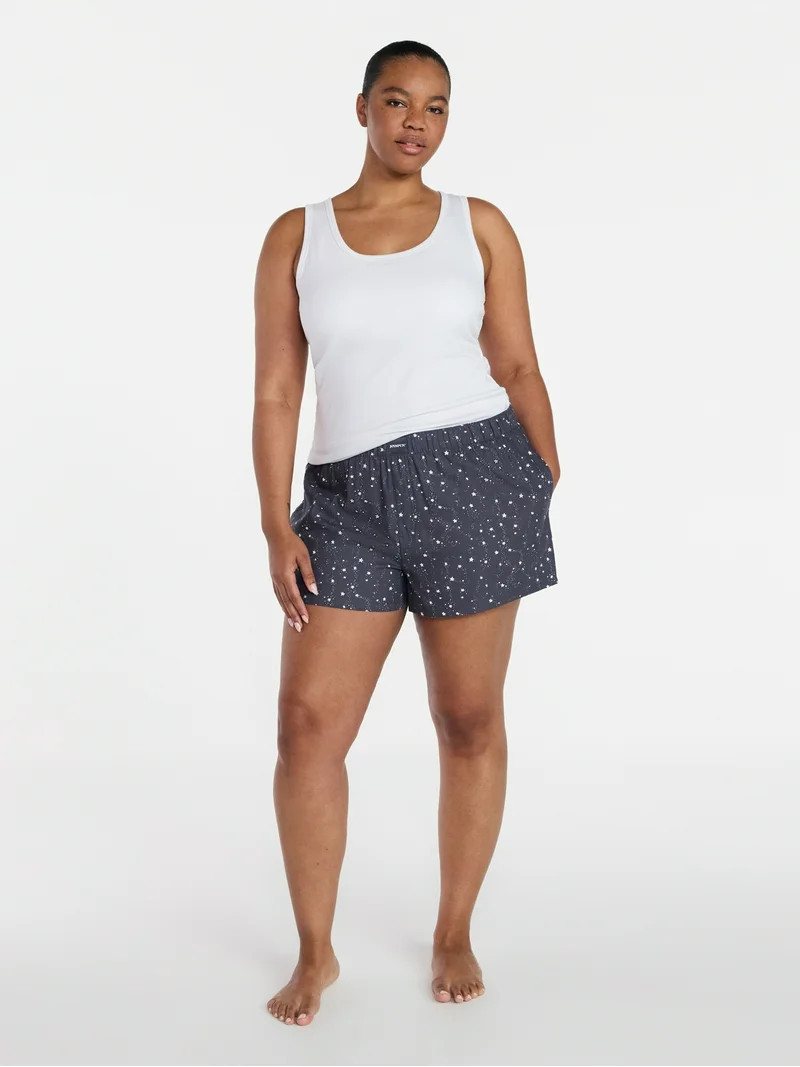 Joyspun Women's Woven Pajama Boxer Shorts, 3'' Inseam, Sizes XS-3X | Walmart (US)