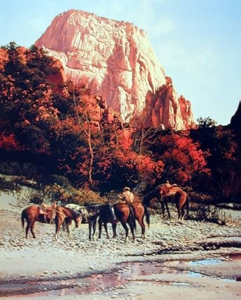 Western Cowboy Horses Bruce Cheever Mountain Wall Decor Art Print Poster (16x20) | Amazon (US)