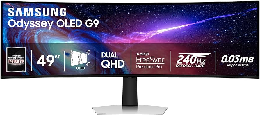 Samsung 49" Odyssey G93SC Series Curved Gaming Monitor, QD-OLED, 240Hz, 0.03ms, DQHD, G-Sync Comp... | Amazon (US)