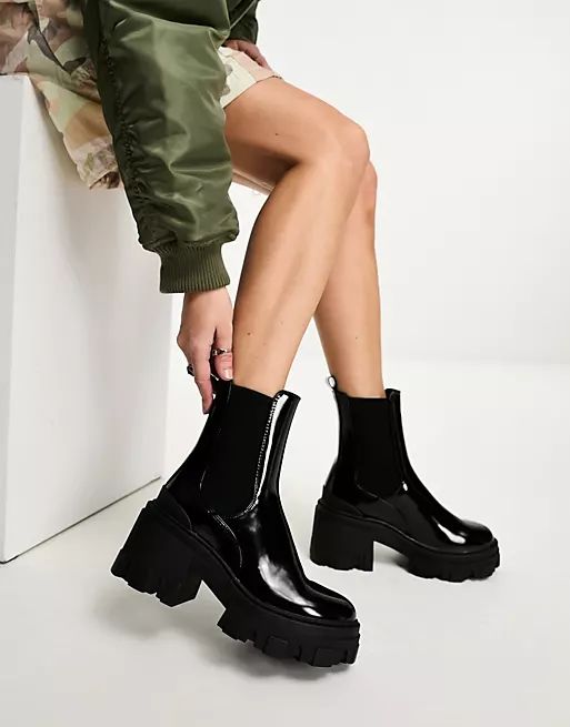 ASOS DESIGN Reality chunky mid-heel Chelsea boots in black | ASOS | ASOS (Global)