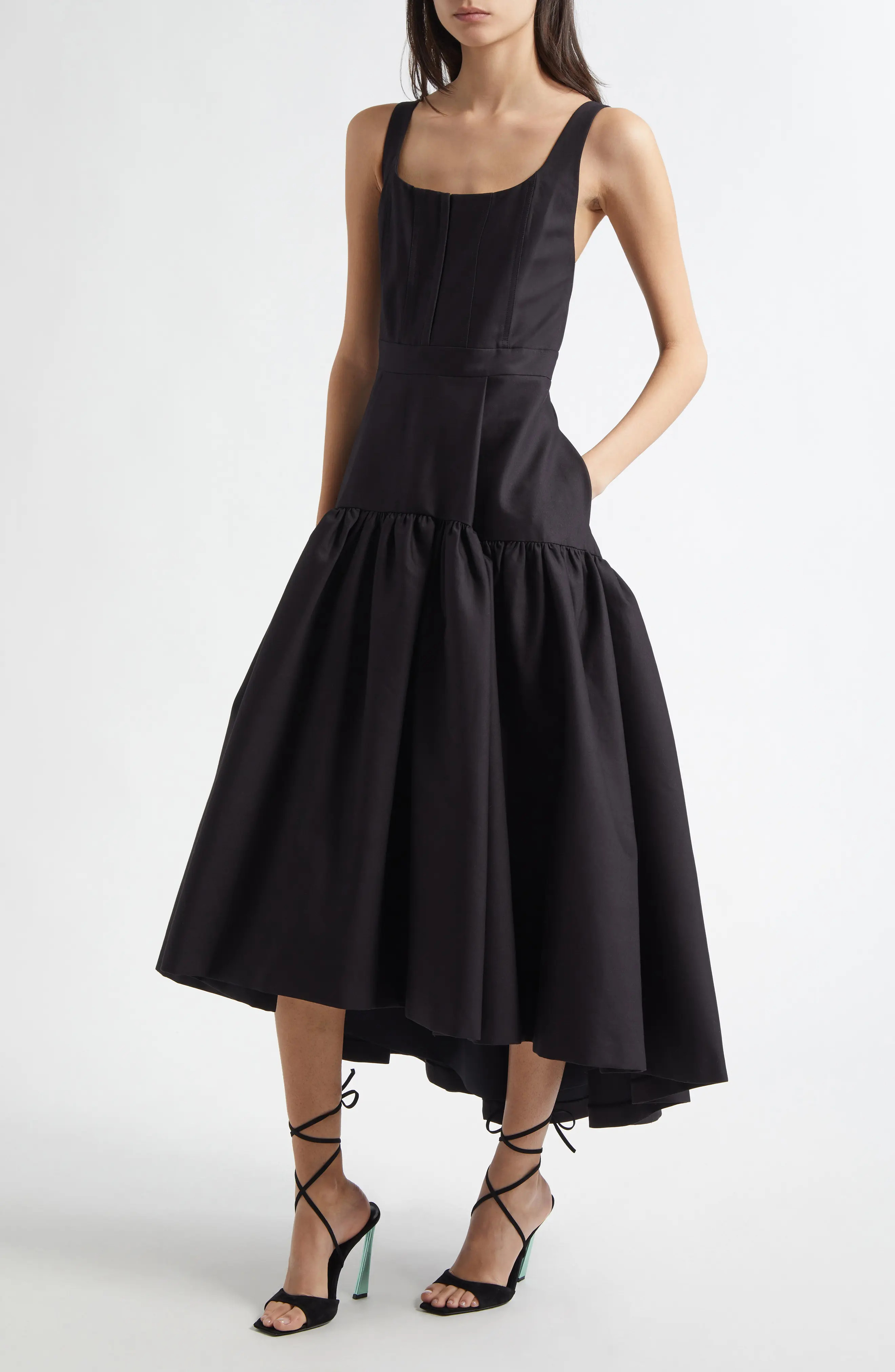 Alice + Olivia Diana High-Low Midi Dress in Off White at Nordstrom, Size 12 | Nordstrom