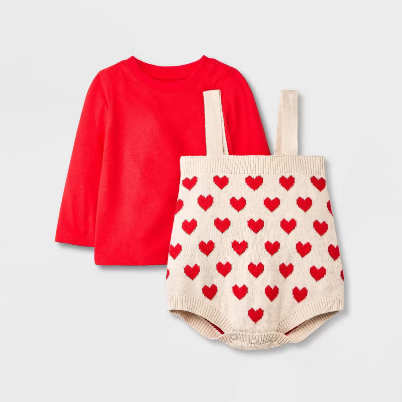 Baby Girls' Valentine's Day Heart Sweater Set - Cat & Jack™ Red | Target