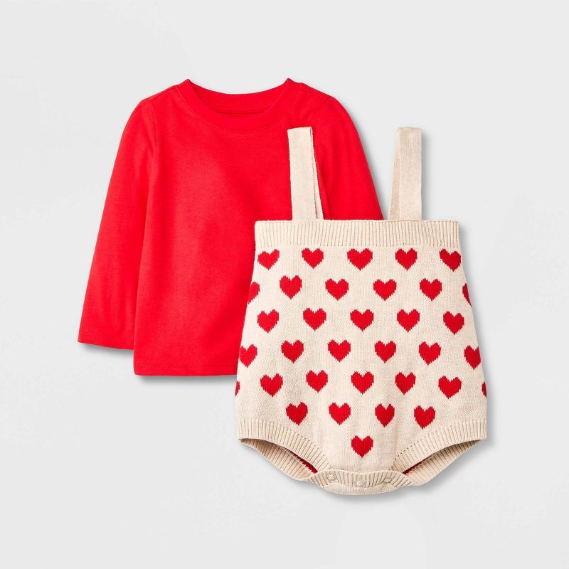 Baby Girls' Valentine's Day Heart Sweater Set - Cat & Jack™ Red | Target