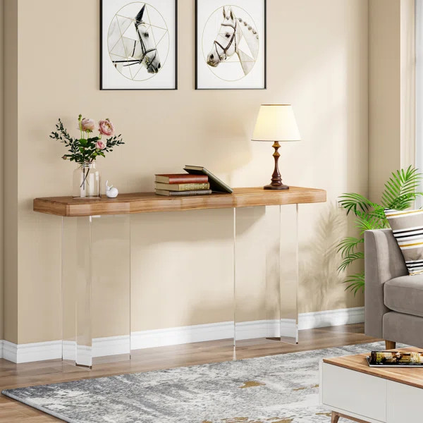 Rila 47.24" Suspended Elegance Acrylic-Legged Console Sofa Table | Wayfair North America