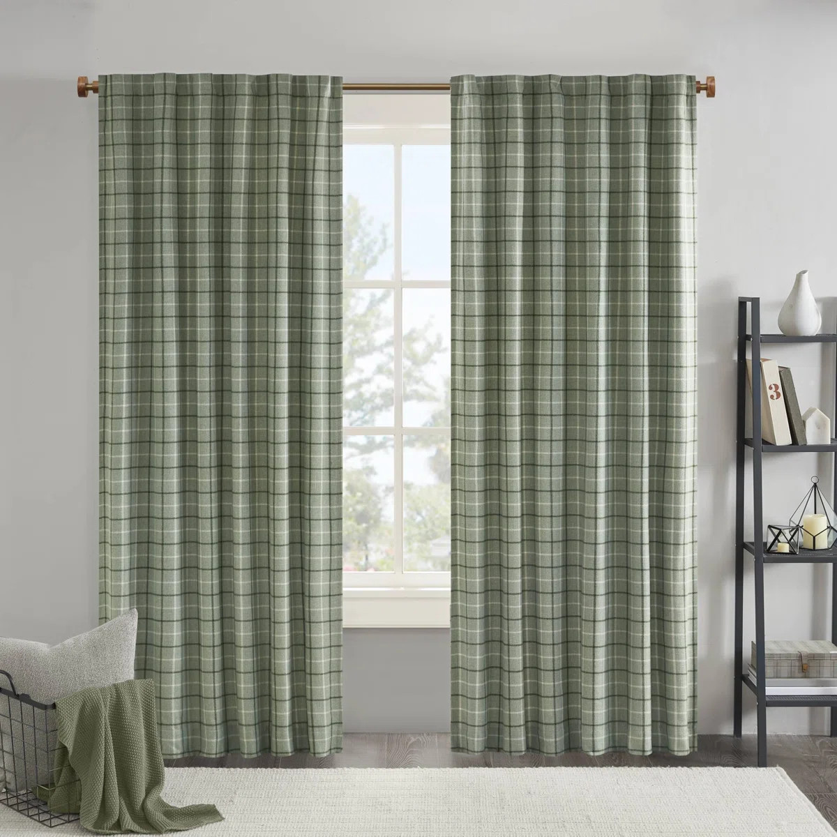 Anaheim Woven Plaid Room Darkening Thermal Fleece Lined Single Curtain Panel | Wayfair North America