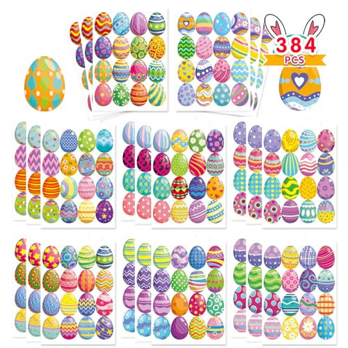 384 PCS Easter Stickers, Easter Egg Stickers for Kids - Easter Treats for Kids Envelop Seals Easter Basket Stuffers Easter Gift for Kids Easter Party Favor Supplies | Amazon (US)