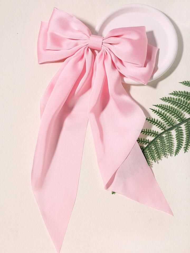 1pc Solid Color Satin Bow Hair Clip For Women With Silky Ribbon, Versatile Headpiece | SHEIN