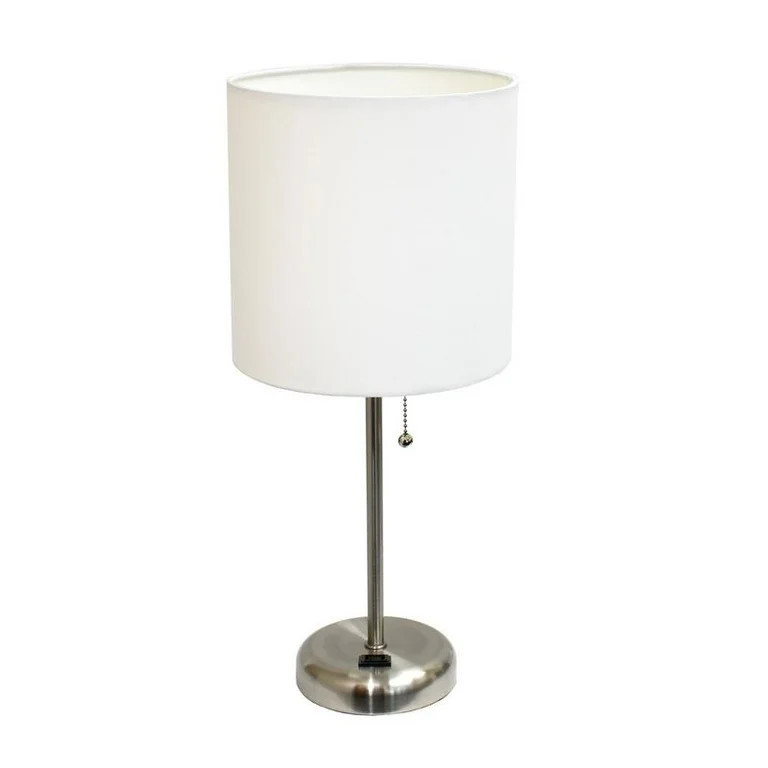 Limelights Stick Lamp with Charging Outlet and Fabric Shade, White | Walmart (US)