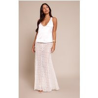 White Lace Seam Detail Maxi Skirt | PrettyLittleThing US